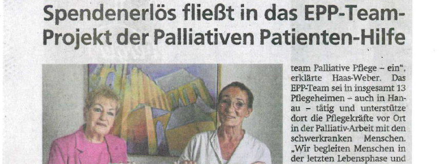 Spenderlös fließt in das EPP-Team-Projekt der Palliativen Patienten-Hilfe